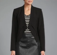 BCBGMAXAZRIA Size Small Lloyd Cropped Angled Front Blazer Black