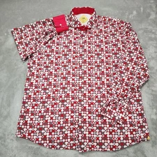 Steven Land Shirt Mens XL Geometric Print Trim Fit 17 17.5 Spread Collar