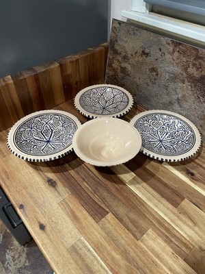 Set of 3 Vintage MOROCCAN CERAMIC BOWL Handmade Hand Painted Dishes