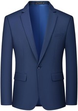 Men's One Button Slim Fit Suit Jacket Elegant Solid Color Men's Blazers