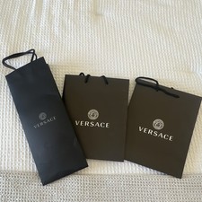 Versace Set of 3 Black Paper Gift Bags Solid Pattern Decor/Modeling