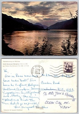 Vintage 1964 Walensee Switzerland Postcard Sunset Lake Mountains Glarus Chrome