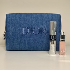 Christian Dior Makeup Eye  Lip Set with Blue Denim Cosmetic Pouch bag New NIB