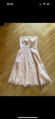 J.CREW Damen Trägerloses Fit & Flare Kleid Midi Rosa Jacquard Reißverschluss S