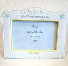 "My Christening Day" Photo Frame Angels  Cross in Pastel Color 4x6" picture