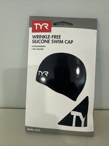NEW - TYR Silicon Swim Cap Black Swimming Cap Wrinkle Free Black Hypoallergenic