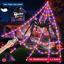 Halloween Spider Web Lights 550 LED Lighted Spider Web 16.4Ft Giant Halloween De