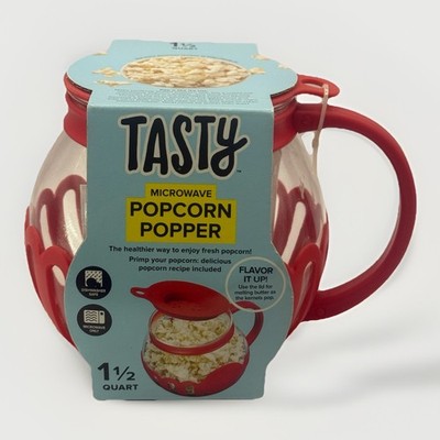 Tasty 1.5 Qt. Microwave Popcorn Popper Just Add Fresh Kernels and Microwave NEW