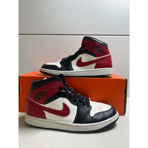 Nike Air Jordan 1 Mid Bred Toe Black White Gym Red BQ6472-160 9.5m (11w) #2761