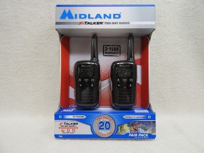 Midland X-Talker T10 Two Way 22 Channel Walkie Talkies & Weather Alert  *......