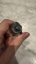 Gucci Snake Wrap Natural Stone Mens ring w/ .925 Sterling Silver & Logo sz Q 57