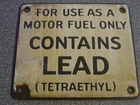 Vintage 1940s Porcelain Motor Fuel Only Contains Lead Tetraethyl Gas Pump Sign