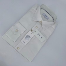 Eton Dress Shirt Mens XL 17 - 43 White Poplin Slim Fit Barrel Cuff Button Up