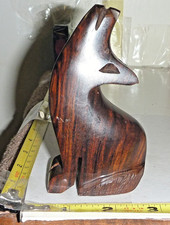 Vtg Hand-Carved Ironwood Coyote Howling Figurine ~4”H -Mexico