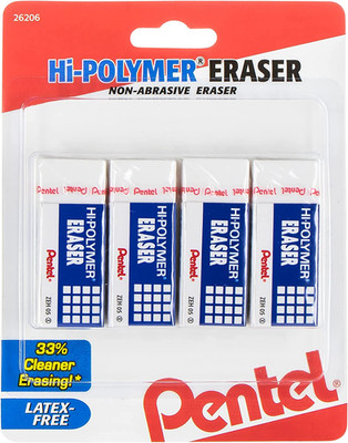 Hi-Polymer Block Eraser Small White, Pack of 4 (ZEH05BP4)