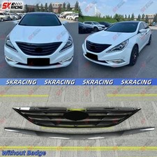 Abs Carbon Lookabs Glossy Black Front Grille Mesh Fits Hyundai Sonata 8th 11-13