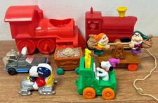 Lot of Vintage Plastic Train Car Character Toys