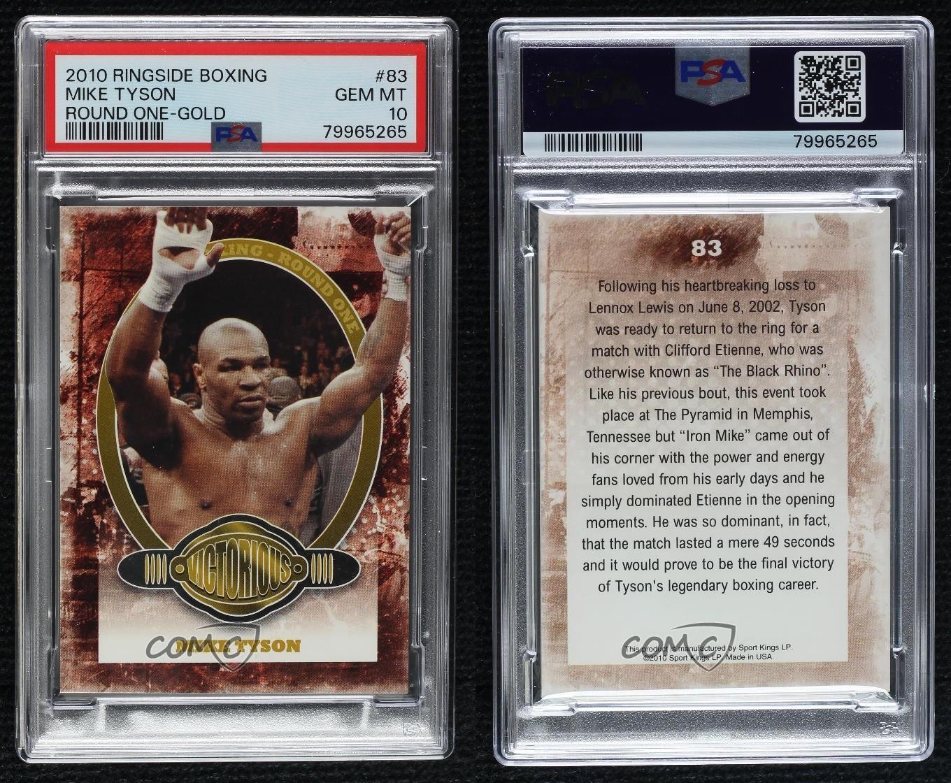 2010 Ringside Boxing Round 1 Victorious Gold Mike Tyson #83 PSA 10 GEM MT view 3
