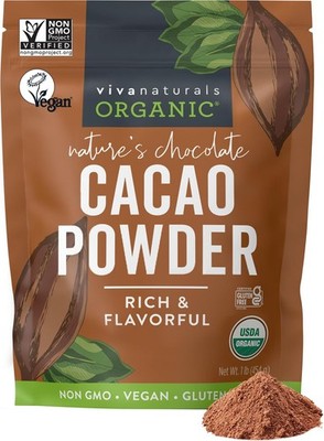 Organic Cacao Powder, Unsweetened, 1 lb 454 g   Rich Dark Chocolate Flavor, P...