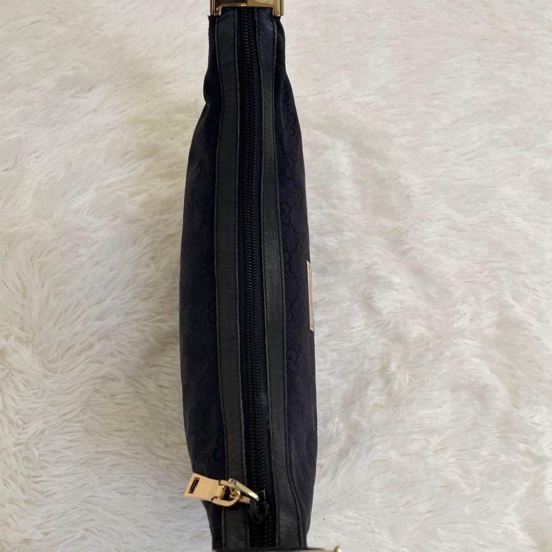 GUCCI GG Canvas Half Moon Shoulder Bag Black Cotton Leather Authentic thumbnail 13