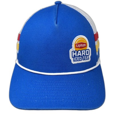 Lipton Hard Iced Tea Blue Trucker Hat One Size Mesh Snapback Side Stripes Rope