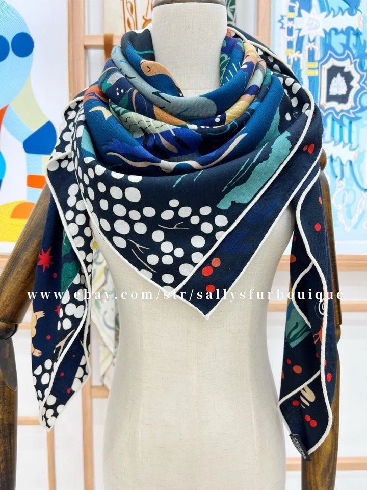 Sallys 70 % cachemir y 30 % seda envolvente bufanda animal estampado chal doble cara 53" Foto 2 de 4