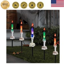 Halloween Decorations, 5 Pack Skull Candle Lights with Stakes, Battery Operat...