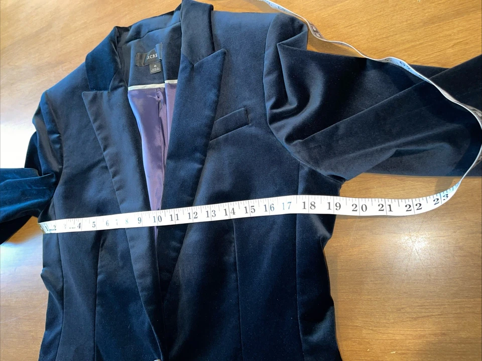 Blazer J Crew Mujer 6 Azul Marino Terciopelo Navidad Fiestas Reimaginado Foto 3 de 4
