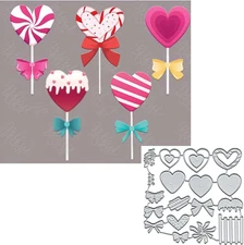 Valentine Lollipop Metal Cutting Die Cuts, Valentine Lollipop Embossing Stencils