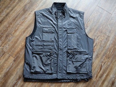 VTG Mens Rustic River Dark Navy Utility Fishing Vest Fleece Lined Multi Pocket L
