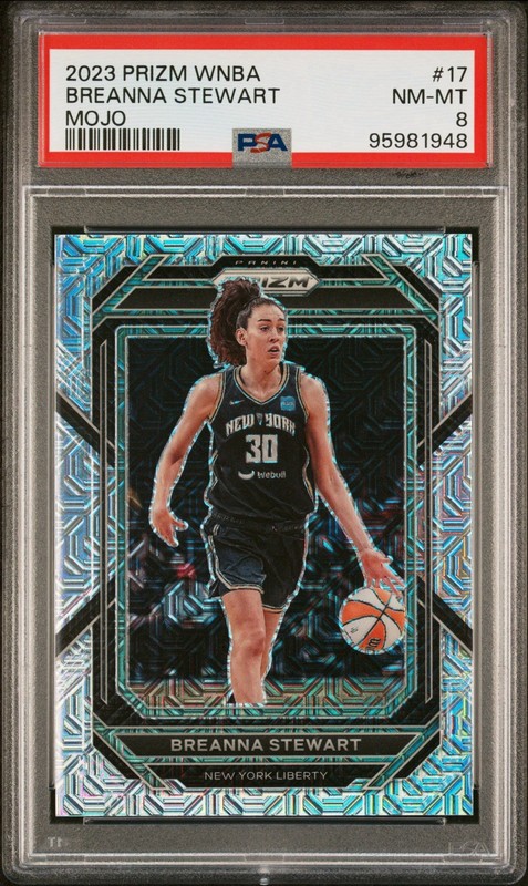 Breanna Stewart 2023 Prizm WNBA Mojo 1/25 PSA 8