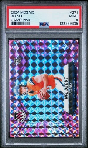 2024 PANINI MOSAIC CAMO PINK #271 BO NIX ROOKIE RC PSA 9