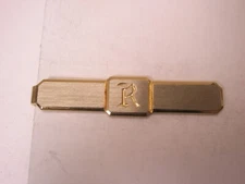R Monogram Initials Letter Vintage SWANK SMALL Tie Bar Clip robert roger ralph