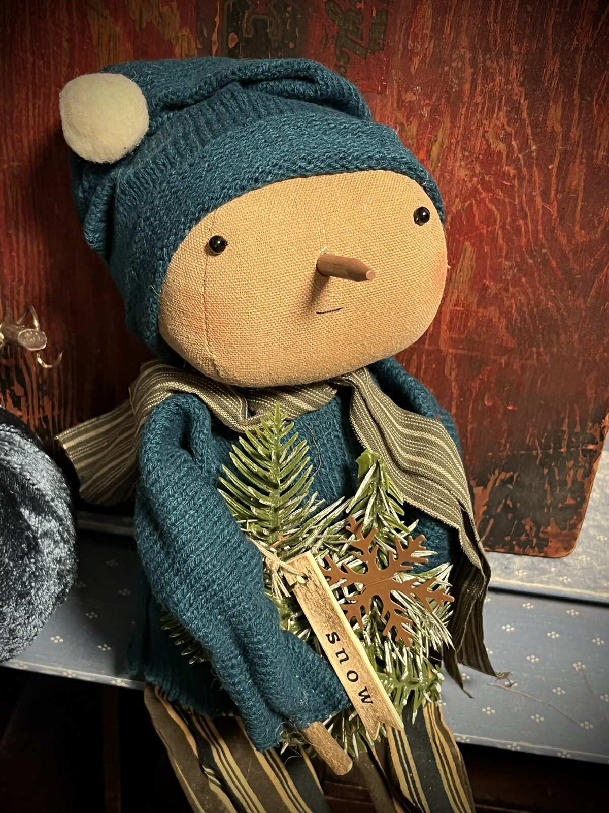 Grubby Primitive Rustic Christmas Sweet Snow Seth Rag Doll Snowman 14 ...