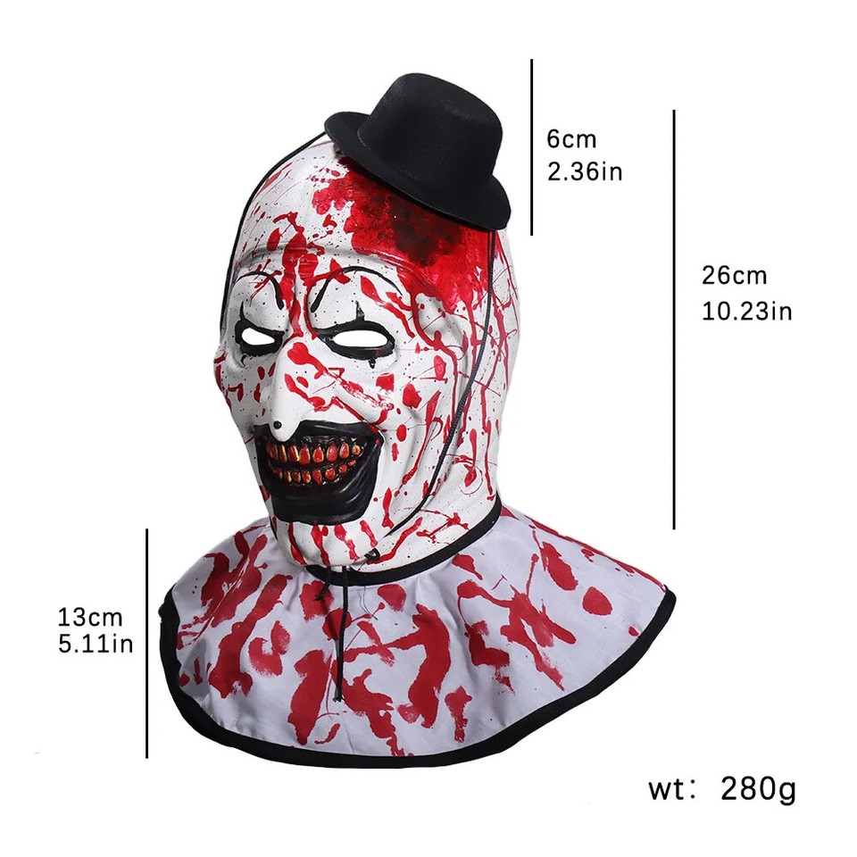 Horror Bloody Terrified 3 Art the Clown Mask Cosplay Demon Joker Killer