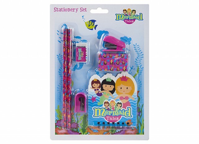 Mermaid Tales Stationery Set Stapler Notebook Pencils Eraser Back to School Gift