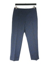 Women's NWT St. John Emma Navy And Black Metallic Brocade Pants Size 8