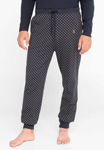 Plaid Knit Long Pants - Navy - Picture 2 of 9
