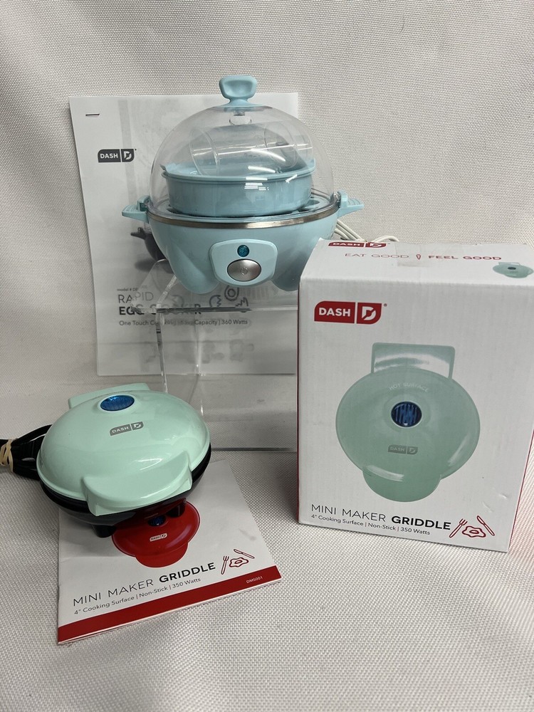DASH Rapid Egg Cooker Hard-Boiled Poached Omelette & Mini Griddle Set with Box