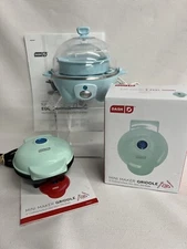 DASH Rapid Egg Cooker hard boiled poached omelette & Mini Maker Griddle in box