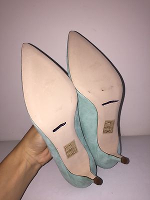 J Crew Dulci Suede Kitten Heels Shoes rustic mint green 6
