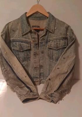 Dakota Blue Vintage Embellished Denim Light Wash Jean Jacket Size S