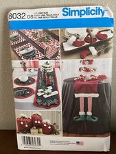 SIMPLICITY 8032 Christmas Home Decor, Dining And Table Accessories Used, READ