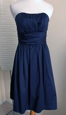 NWT! David's Bridal Cotton Sateen Short Strapless Ruched Dress, Marine Blue, 2