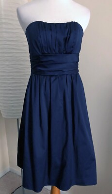 NWT! David's Bridal Cotton Sateen Short Strapless Ruched Dress, Marine Blue,  2 | eBay