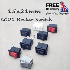 15x21mm Mains 240V KCD1 Rocker Switch Grey ON/OFF IO IOII Power Repair