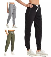 Women Sweatpants Cotton Joggers Ribber Splicing Lounge Pocket Drawstring Pants