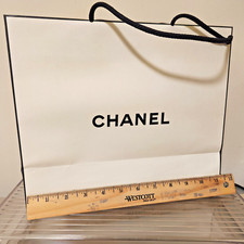 CHANEL White Black Paper Shopping Gift Bag 11.5 x 9.75 x 5 NEW