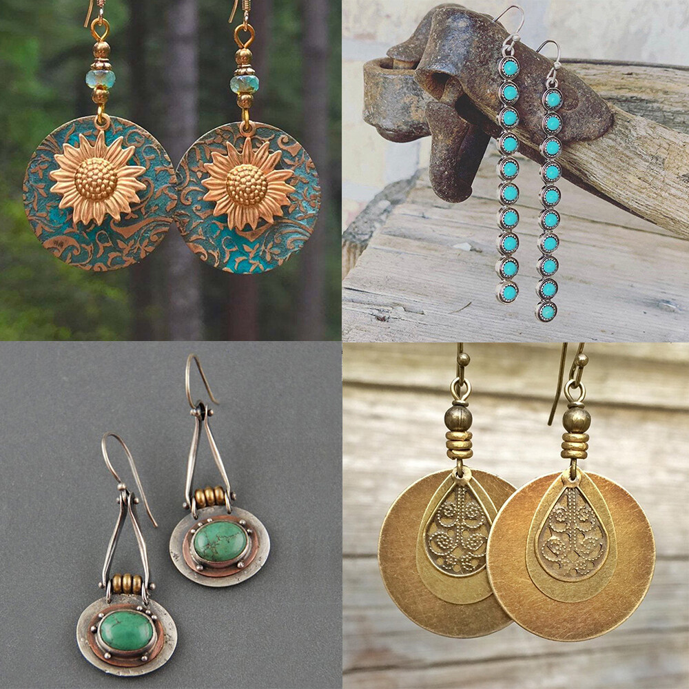 Pair Ear Hook Boho Earrings Women Drop Dangle Vintage Wedding