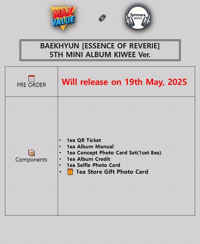 EXO BAEKHYUN [ESSENCE OF REVERIE] 5th Mini Album KIWEE Ver./QR+9